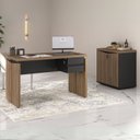 Ver imagem 1 de Conjunto Mesa 125,3cm Gaveteiro Suspenso Balcão 2 Portas Y37 Marrom/Nogal/Preto Artany