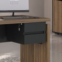 Ver imagem 6 de Conjunto Mesa 125,3cm Gaveteiro Suspenso Balcão 2 Portas Y37 Marrom/Nogal/Preto Artany