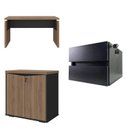 Ver imagem 2 de Conjunto Mesa 125,3cm Gaveteiro Suspenso Balcão 2 Portas Y37 Marrom/Nogal/Preto Artany