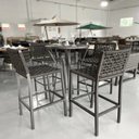 Ver imagem 2 de Mesa Bistrô Alta em Alumínio com Tampo Ripado Ideal para Bar Área Gourmet e Varanda
