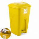 Ver imagem 1 de Lixeira 30 Litros Coleta Seletiva Reciclavel Amarela Grande Cesto Lixo 30L Pedal Tampa Antiodor Mult