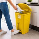Ver imagem 5 de Lixeira 30 Litros Coleta Seletiva Reciclavel Amarela Grande Cesto Lixo 30L Pedal Tampa Antiodor Mult
