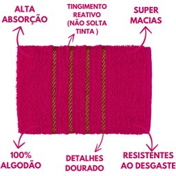 Jogo de Toalha Montreal 2 Banhão + 2 Rosto + 2 Tapete Piso Luxuoso 100% Algodão Rosa Pink - 2