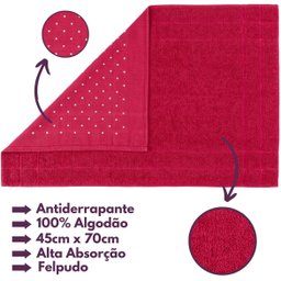 Jogo de Toalha Montreal 2 Banhão + 2 Rosto + 2 Tapete Piso Luxuoso 100% Algodão Rosa Pink - 5