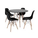 Ver imagem 1 de Conjunto Mesa 90cm + 4 Cadeiras Charles Eames Eiffel Trevisul - Preto