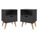 Ver imagem 1 de Mesas de Cabeceira Kit C/ 2 Unidades Estilo Retrô Berlin:preto