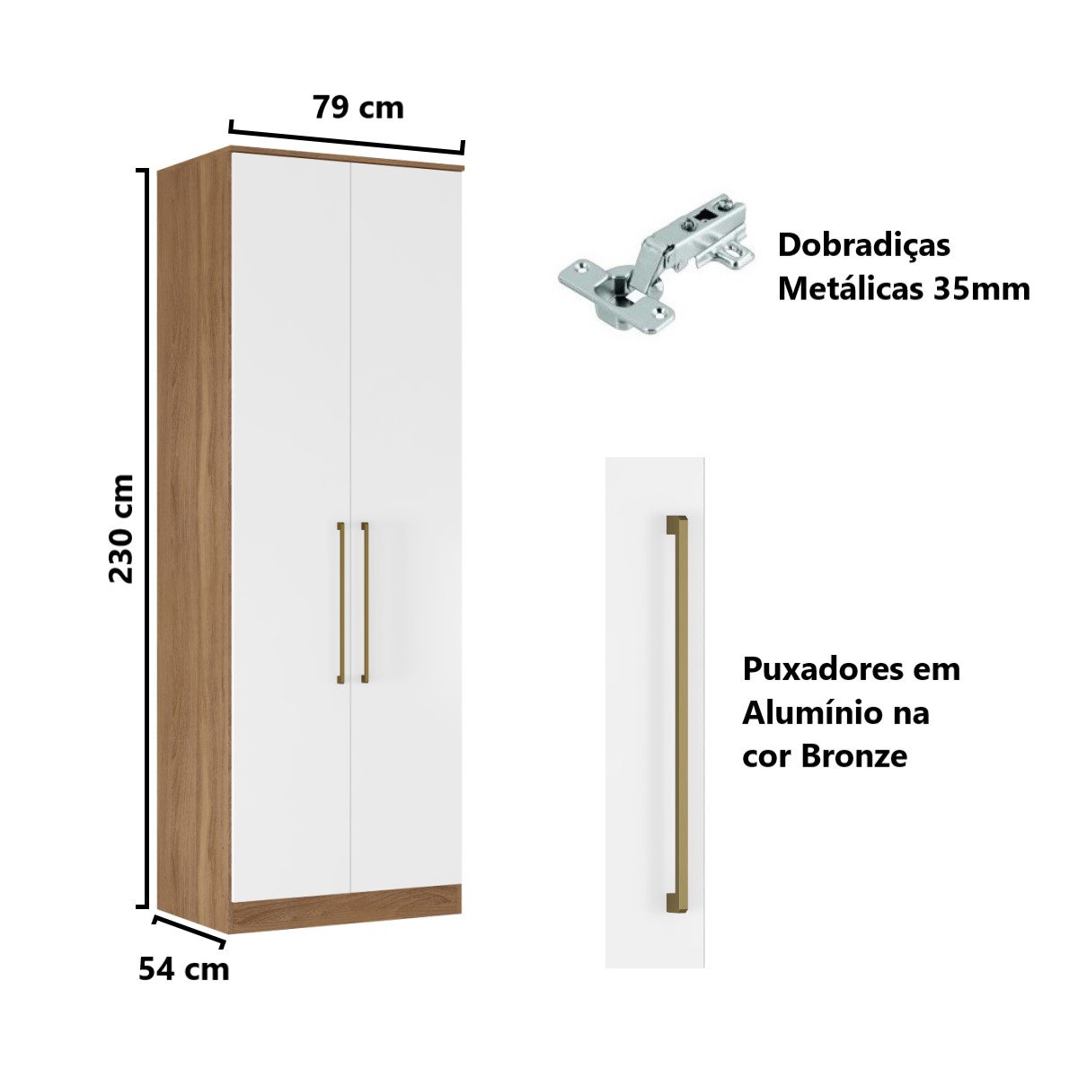 Guarda Roupa Dormitório Modulado Irlanda - Módulo 2 Portas 3 Gavetas - Roupeiro Demobile - 3