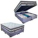 Ver imagem 1 de Cama Box Baú Casal Bipartido Suede + Colchão Anjos Black Graphite Molas Ensacadas 138cm Suporta At