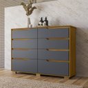 Ver imagem 2 de Cômoda para Quarto 8 Gavetas 147cm Parma M07 Freijó/cinza - Mpozenato