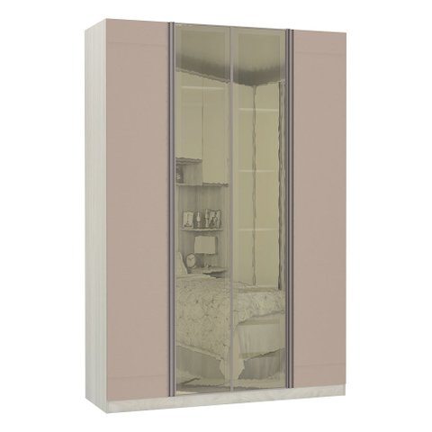 Guarda-roupa Solteiro Luciane 4 Portas 3 Gavetas Prime Plus Alumínio com Vidro Reflecta