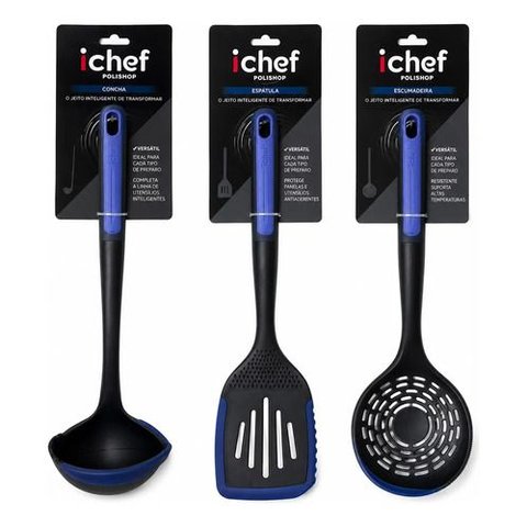 Conjunto de Utensílios de Cozinha Polishop Shark Series 3P Azul