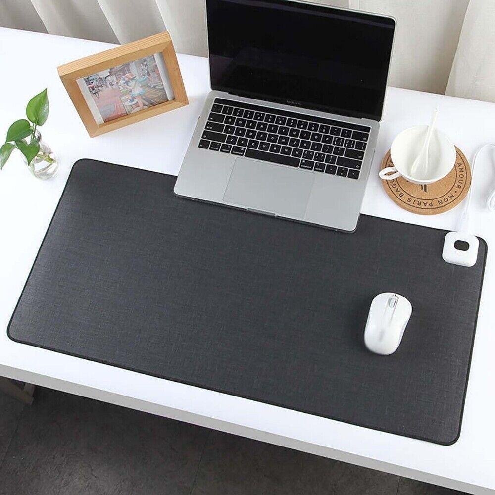 Mouse Pad Tapete Mesa Couro Impermeavel 70x30 com Porta Copo