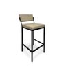 Banqueta Média Estofado com Encosto Bege para Cozinha Americana Bancada Bar Ilha Prisma 65cm - 1