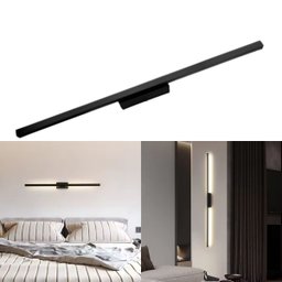 Arandela Parede Slim 65cm Cor Preta - Modelo Slim Elegance - Amarela 3000k - 1