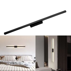 Arandela Parede Slim 65cm Cor Preta - Modelo Slim Elegance - Amarela 3000k