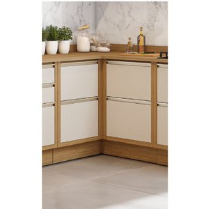 Balcão Canto 4 Portas MDF Tampo UV com Rodapé em PVC Lisboa Itatiaia