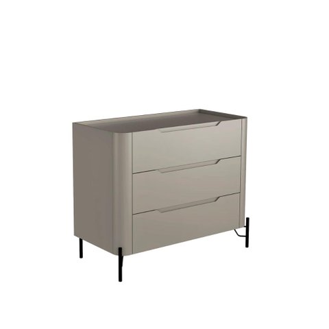 Cômoda com 3 Gavetas 97cm Pés em Metal 100% Mdf Cor:grigio com Preto