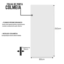 Kit Porta de Correr Fundo Primer 0,80x210 + Trilho Polido - 2