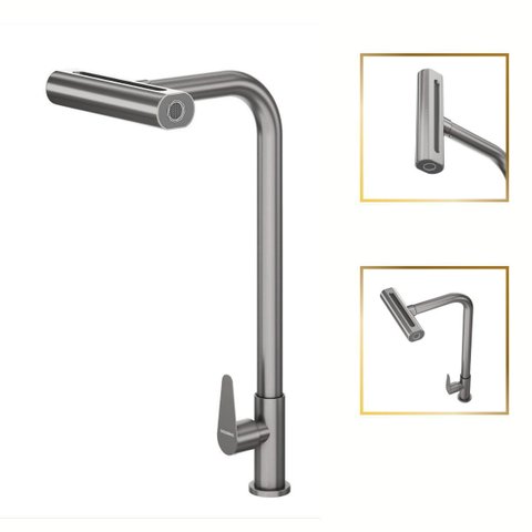 Torneira para Cozinha Grafite Bico Flexivel Tóquio Metal Goldenx