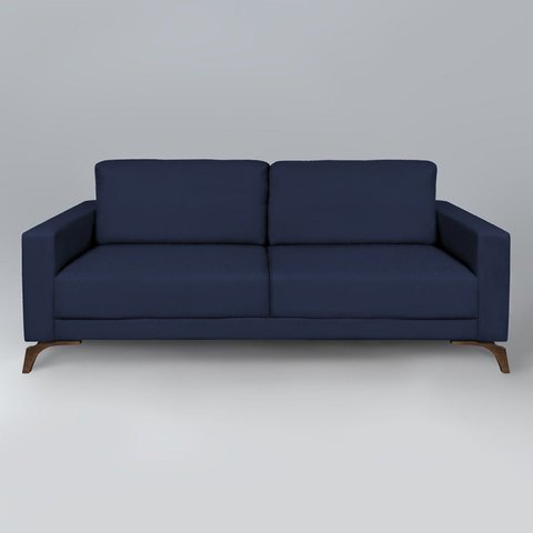 Sofá 3 Lugares 210cm Pés Imbuia Henry Azul
