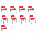 Ver imagem 1 de Kit 9 Cadeira Iso Infantil Creche, Base Cinza Vermelho