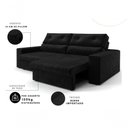Ver imagem 3 de Sofá Hera 3 Lugares Retrátil e Reclinável 200cm Preto Suede