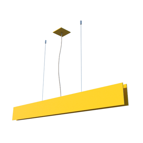 Lustre Pendente Retangular LED 24w 2700k 135cm Madeira - Amarelo