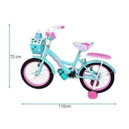 Bicicleta Infantil Menina Aro 16 com Rodinhas, Porta Objetos e Bagageiro Bicikids Azul Céu - 4
