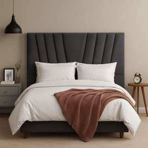 Cabeceira Cama Box Casal 140 Cm Lizza em Suede com Frame:cinza Escuro