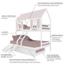 Ver imagem 5 de Treliche Casal/ Solteiro Casinha Bela com Kit Escada/escorregador - Madeira Maciça Branco/rosa |