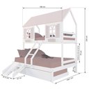 Ver imagem 4 de Treliche Casal/ Solteiro Casinha Bela com Kit Escada/escorregador - Madeira Maciça Branco/rosa |
