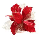 Ver imagem 1 de Kit 4 Flores Vermelhas com Cabo Artificial Decoração de Natal com Glitter 22cm