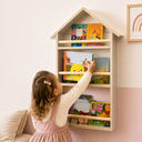 Ver imagem 1 de Nicho Triplo Casa Prateleira Infantil de MDF Branco para Livros, Brinquedos e Decoração Expositor de