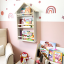 Ver imagem 5 de Nicho Triplo Casa Prateleira Infantil de MDF Branco para Livros, Brinquedos e Decoração Expositor de