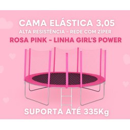Cama Elástica Pula Pula 3,05m Infantil Rosa Pink 100% Nacional Suporta até 335kg - 2