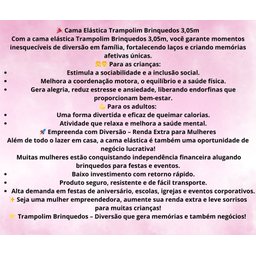 Cama Elástica Pula Pula 3,05m Infantil Rosa Pink 100% Nacional Suporta até 335kg - 7