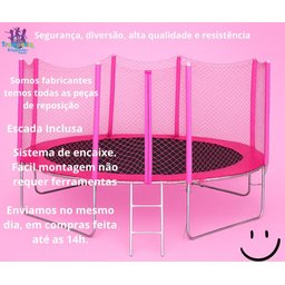 Cama Elástica Pula Pula 3,05m Infantil Rosa Pink 100% Nacional Suporta até 335kg - 6