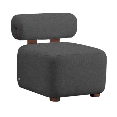 Poltrona Livi Escritório Bouclê Cinza - Belliv Decor