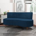Ver imagem 2 de Sofá Chaise Living 2 Lugares 135cm Sala de Estar Istambul K01 Veludo Azul Marinho - Lyam Decor