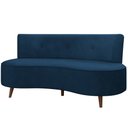 Ver imagem 1 de Sofá Chaise Living 2 Lugares 135cm Sala de Estar Istambul K01 Veludo Azul Marinho - Lyam Decor