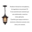 Ver imagem 4 de 4 Pendente Colonial Preto Externo Lente Transp. Lup39 + Led