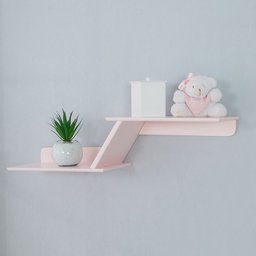 Prateleira Niho Duplo Zig Zag Mdf Rosa - 2