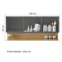 Ver imagem 3 de Armário Aéreo de Cozinha 3 Portas com Nicho 1,50m Line Kit's Paraná
