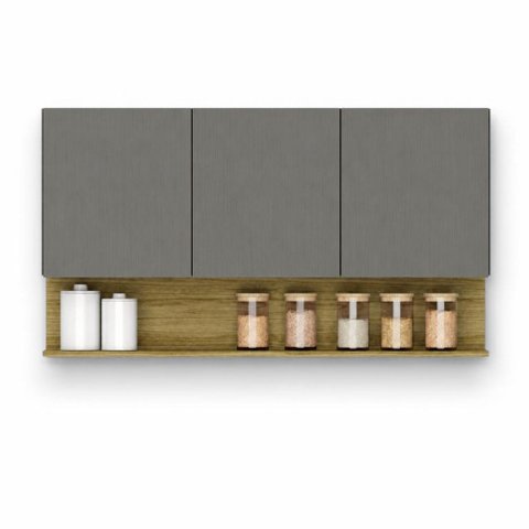 Armário Aéreo de Cozinha 3 Portas com Nicho 1,50m Line Kit'S Paraná