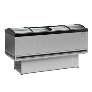 Ilha Expositor p/ Congelados e Resfriados GESV-190CTI Plus Tipo Inox Vidro Curvo Deslizante Gelopar