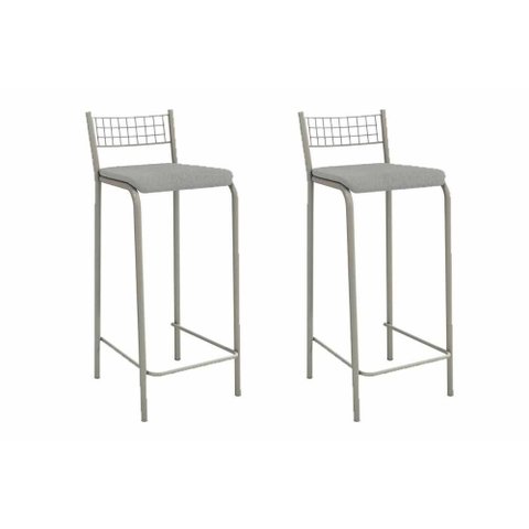 Banqueta de Cozinha Gênova 2b705nk Aço Kit 2 Un Niquel/boucle Cinza - Kappesberg