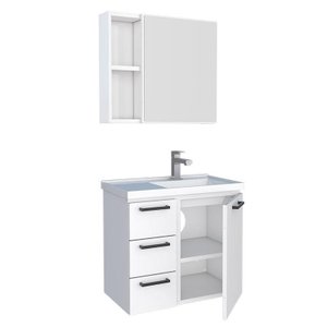 Conjunto Para Banheiro Aço Gabinete com Espelho Ameixa 60 Cozimax Branco