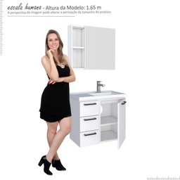 Conjunto Para Banheiro Aço Gabinete com Espelho Ameixa 60 Cozimax Branco - 5