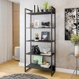 Kit 3 Estantes para Livros Industrial 5 Prateleiras 187cmx240cm Porto - 2 Kit 3 Estantes para Livros Industrial 5 Prateleiras 187cmx240cm Porto - 2