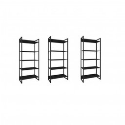 Kit 3 Estantes para Livros Industrial 5 Prateleiras 187cmx240cm Porto - 5 Kit 3 Estantes para Livros Industrial 5 Prateleiras 187cmx240cm Porto - 5